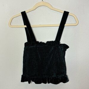 Lulu's Forest Green Velvet Crop Size Large